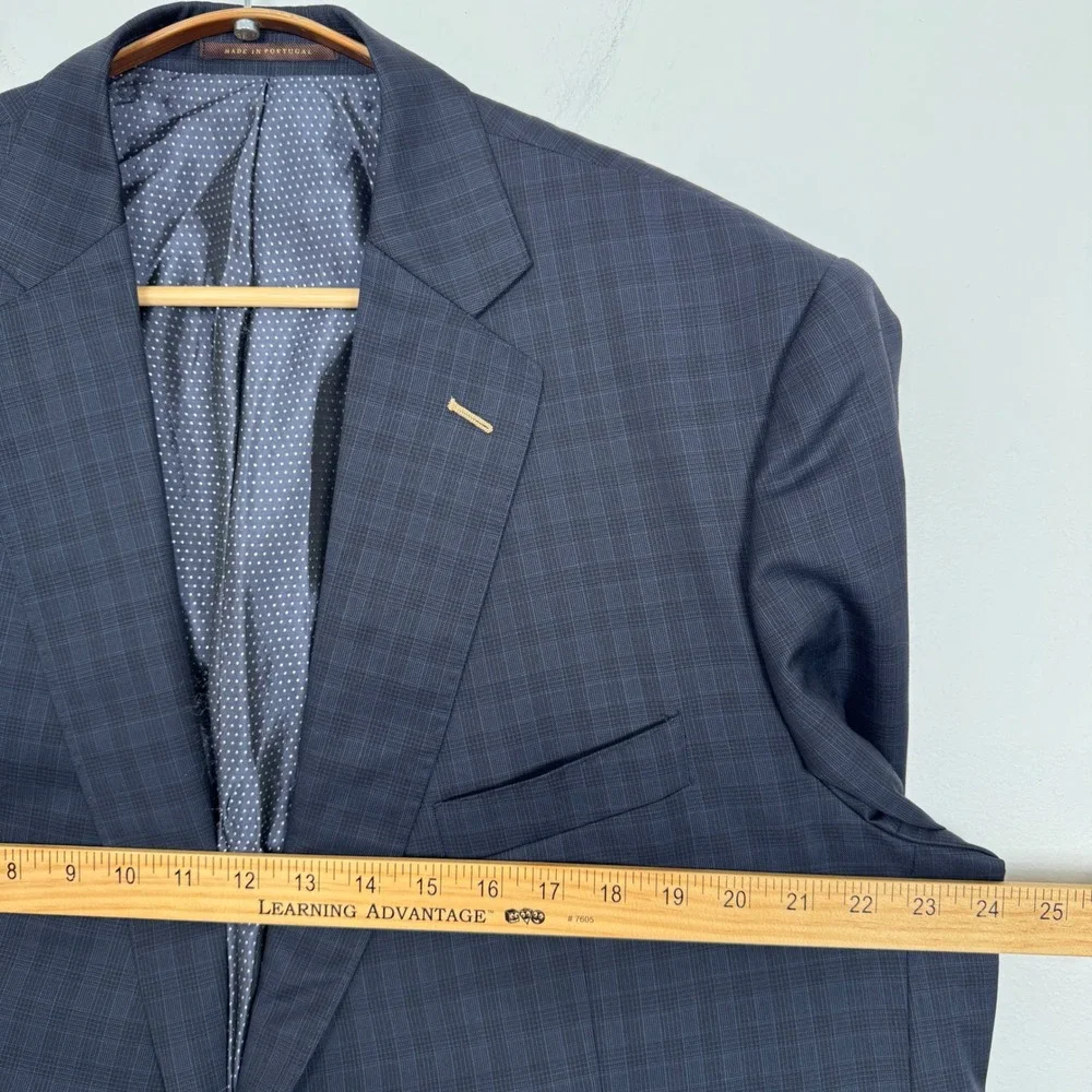 J. Hilburn Vitale Barberis Canonico Wool Blazer‎ Navy Plaid 47L Classic Fit